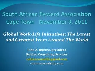 South African Reward Association Cape Town November 9, 2011