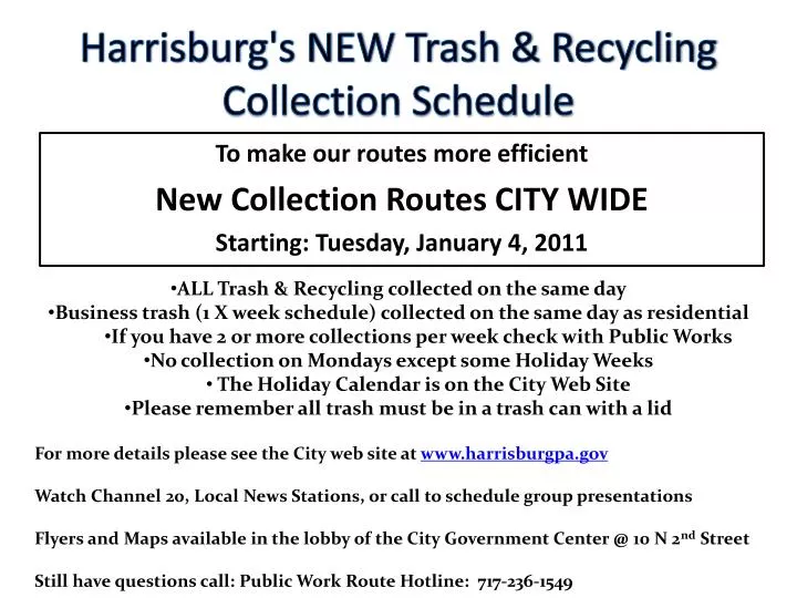 harrisburg s new trash recycling collection schedule