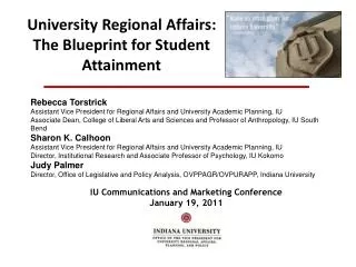 University Regional Affairs: The Blueprint for Student Attainment