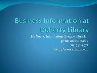 Business Information at Doherty Library