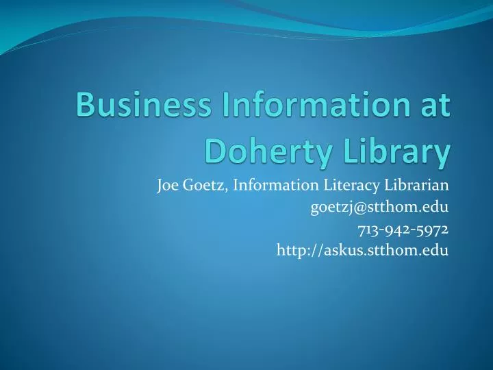 business information at doherty library