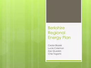 Berkshire Regional Energy Plan