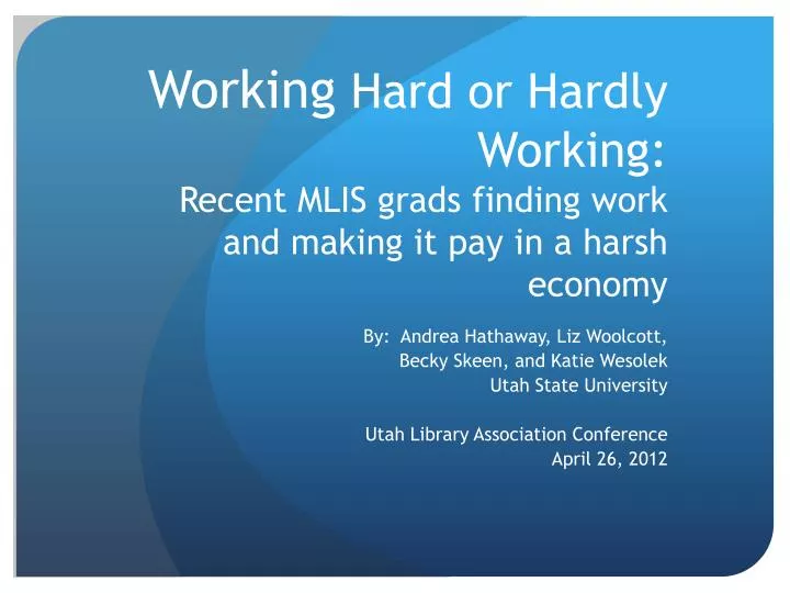 working hard or hardly working recent mlis grads finding work and making it pay in a harsh economy