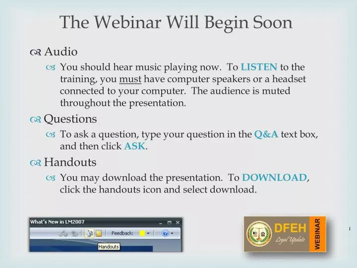 the webinar will begin soon