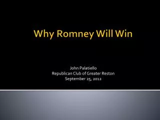 Why Romney Will Win