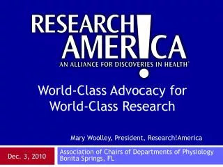 Mary Woolley, President, Research!America