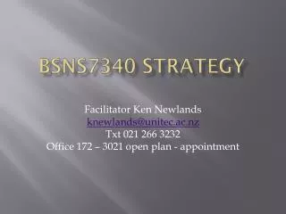 BSNS7340 Strategy