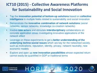 ICT10 (2015) - Collective Awareness Platforms for Sustainability and Social Innovation