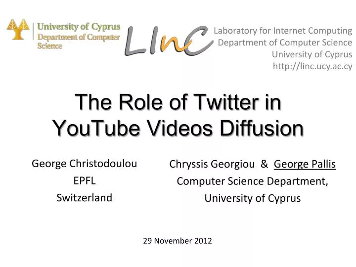 the role of twitter in youtube videos diffusion