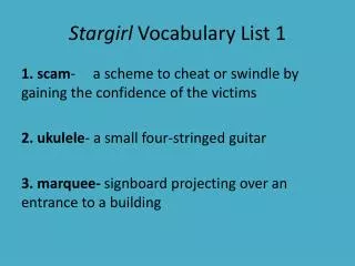 Stargirl Vocabulary List 1
