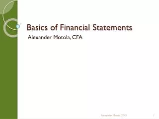 Basics of Financial Statements
