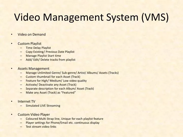 video management system vms