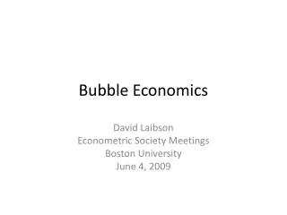 Bubble Economics