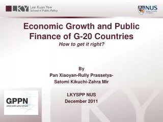 Economic G rowth and Public Finance of G-20 Countries How to get it right?