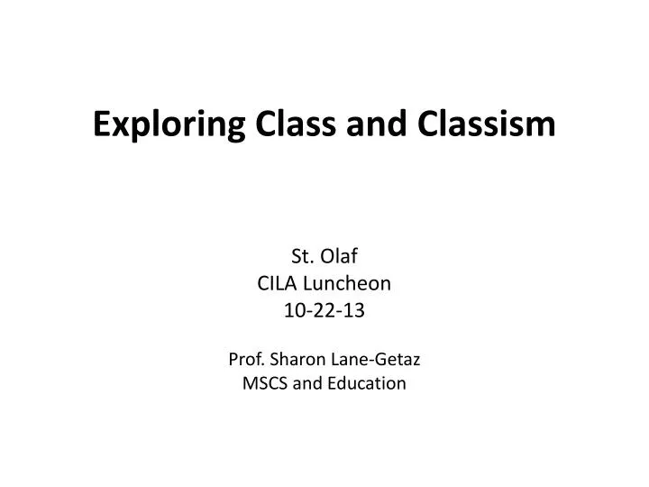 exploring class and classism