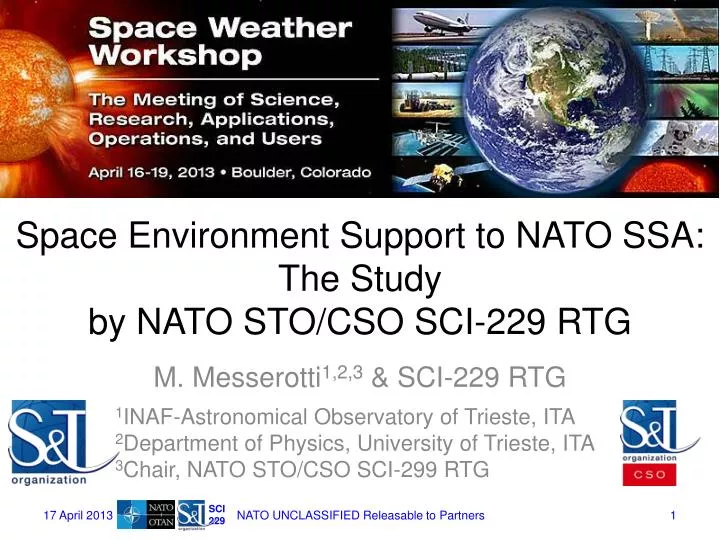 space environment support to nato ssa the study by nato sto cso sci 229 rtg