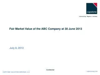 Fair Market Value of the ABC Company at 30 June 2013
