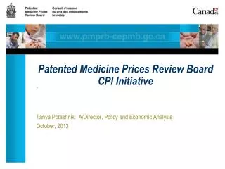 Patented Medicine Prices Review Board CPI Initiative