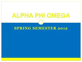 ALPHA PHI OMEGA