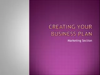 Creating Your Business Plan