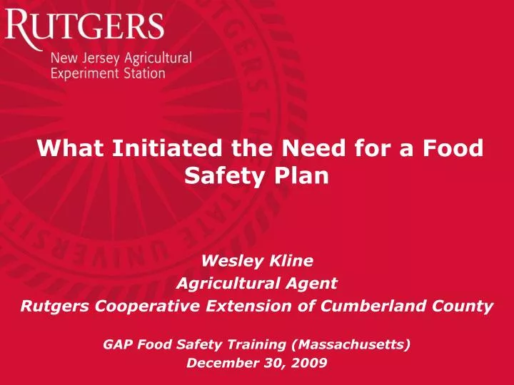 what initiated the need for a food safety plan