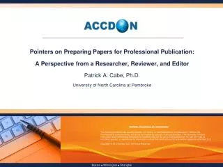 Pointers on Preparing Papers for Professional Publication: A Perspective from a Researcher, Reviewer, and Editor Patrick