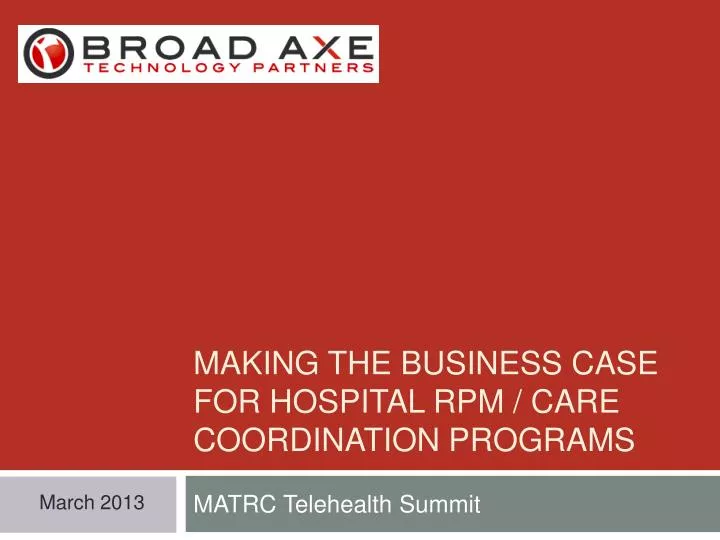 making the business case for hospital rpm care coordination programs