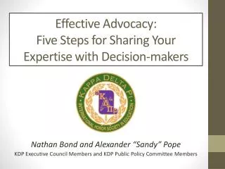 Effective Advocacy: Five Steps for Sharing Your Expertise with Decision-makers