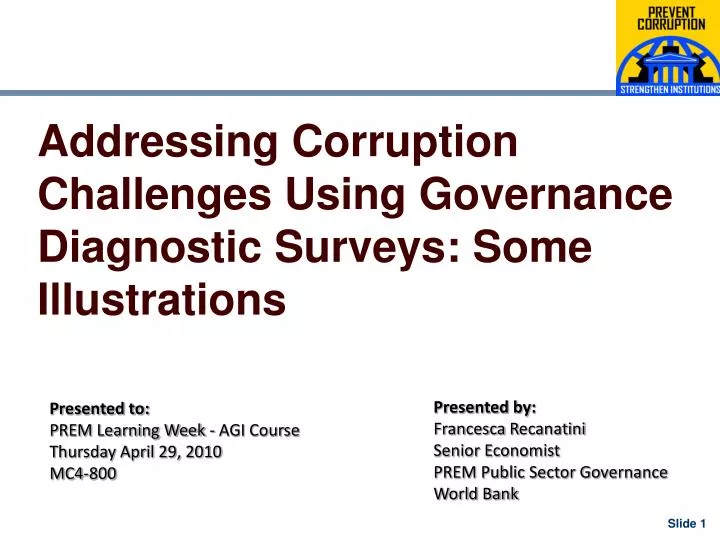 addressing corruption challenges using governance diagnostic surveys some illustrations