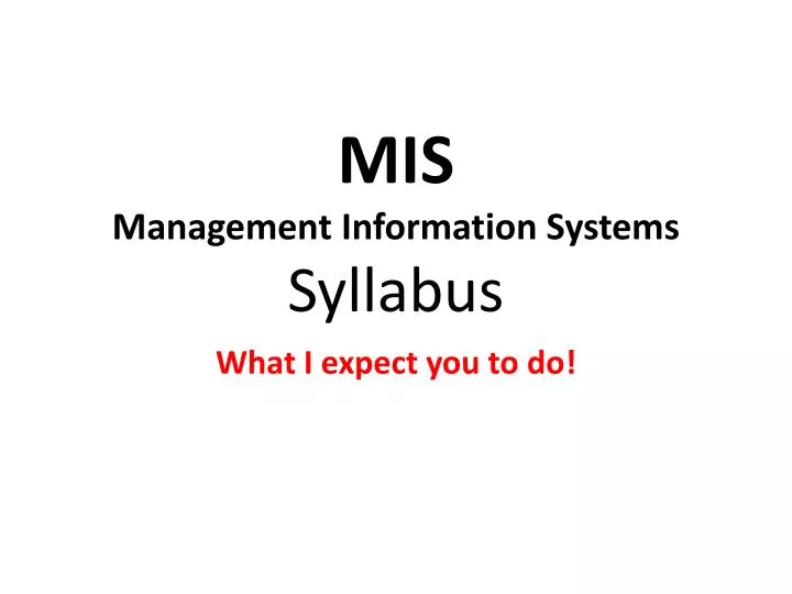 mis management information systems syllabus