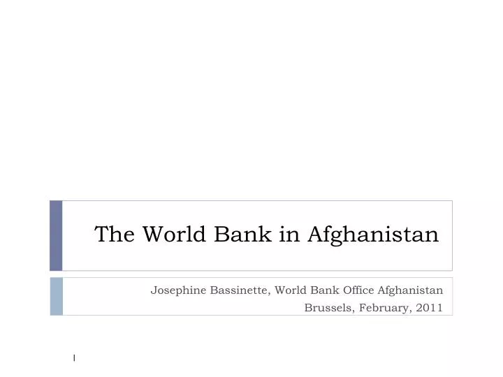 the world bank in afghanistan