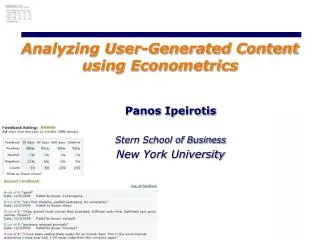 Analyzing User-Generated Content using Econometrics