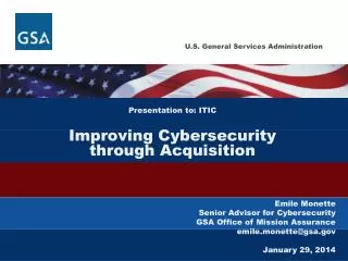 Presentation to: ITIC Improving Cybersecurity through Acquisition