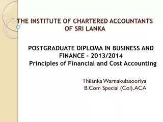 THE INSTITUTE OF CHARTERED ACCOUNTANTS OF SRI LANKA