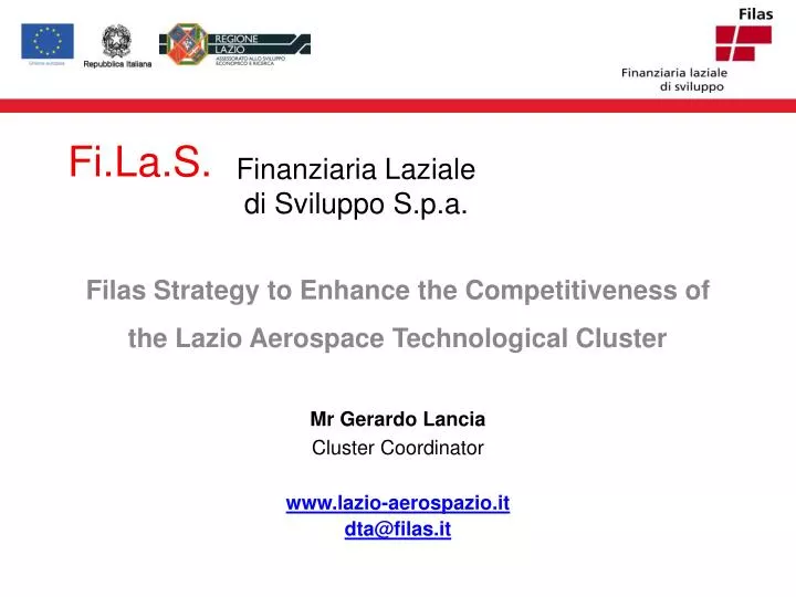 filas strategy to enhance the competitiveness of the lazio aerospace technological cluster