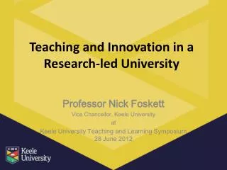 Teaching and Innovation in a Research-led University