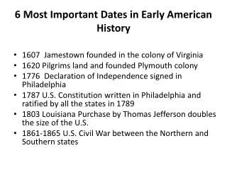 6 Most Important Dates in Early American History