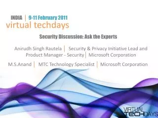 Security Discussion: Ask the Experts