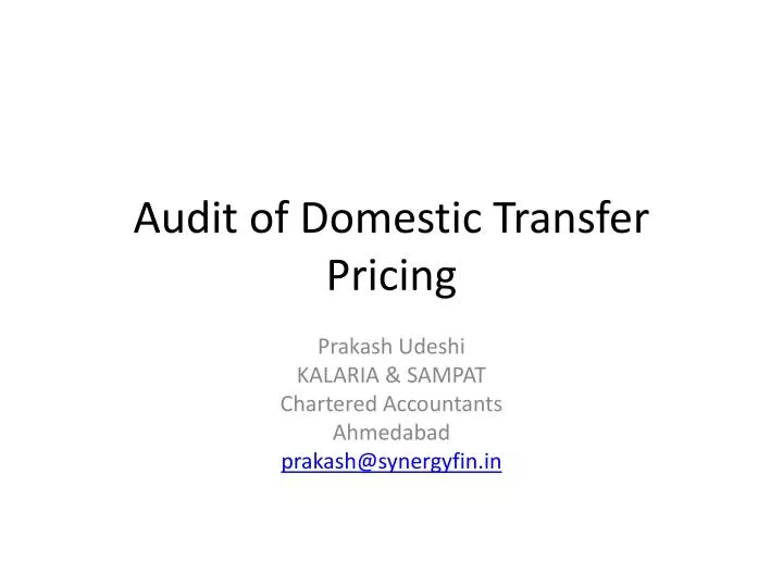 audit of domestic transfer pricing