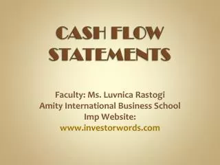 CASH FLOW STATEMENTS