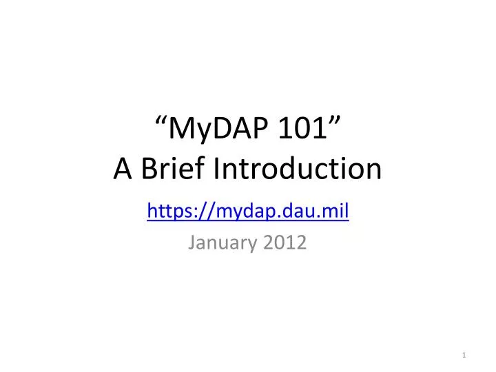 mydap 101 a brief introduction