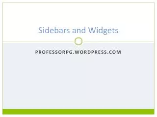 Sidebars and Widgets