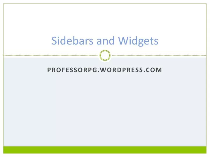 sidebars and widgets
