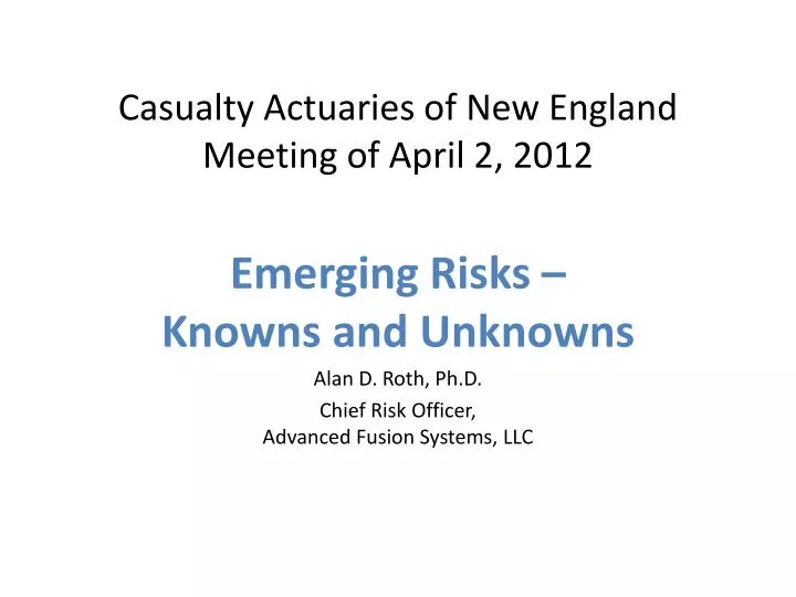 casualty actuaries of new england meeting of april 2 2012