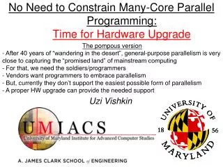 No Need to Constrain Many-Core Parallel Programming: Time for Hardware Upgrade