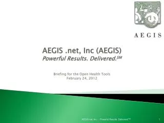 AEGIS .net , Inc (AEGIS) Powerful Results. Delivered. SM