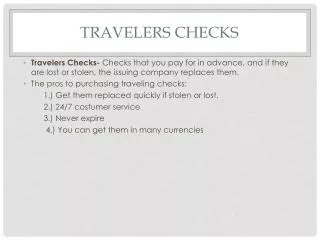 travelers checks