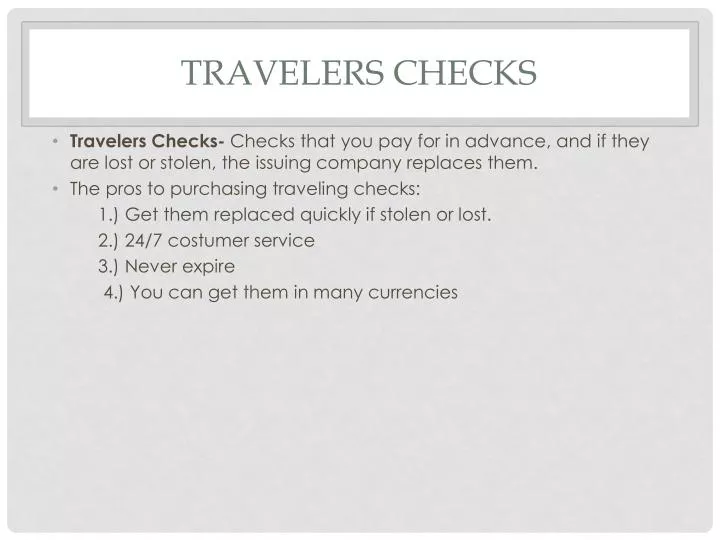 travelers checks