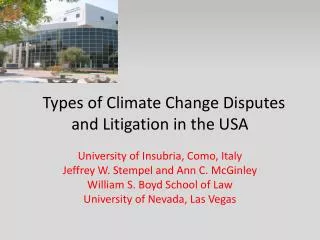 Types of Climate Change Disputes and Litigation in the USA