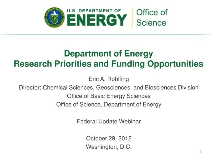 department of energy research priorities and funding opportunities